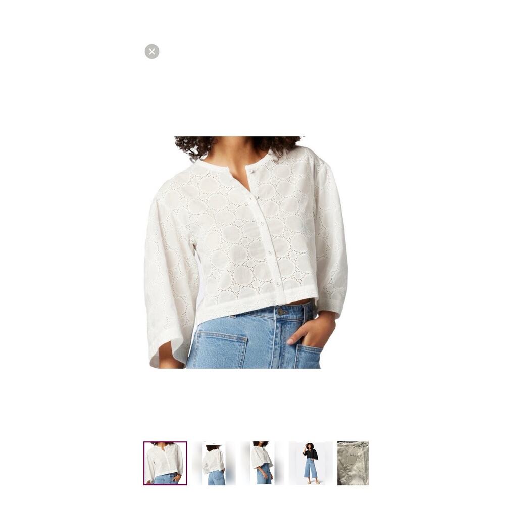 Joie Persephone Embroidered Cropped Blouse Porcelain XL - $198 Retail